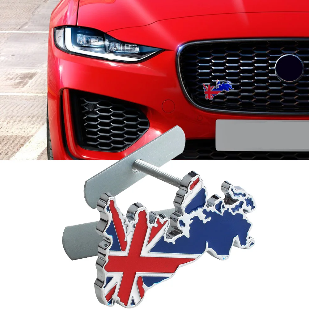 Carro Grill Bandeira do Reino Unido Emblema Emblema da Guarnição Para a Land Rover, Jaguar, Bentley D-TIPO C-E-TYPE-TIPO R-SPORT X-TIPO de Estilo Carro