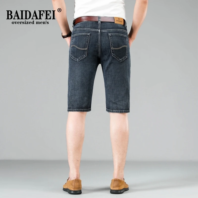 BAIDAFEI Homens Conforto Flex Jeans Curto 2021 Verão, a chegada dos Novos Homens de Negócios Casual Shorts Jeans Cinza Clássico Jean
