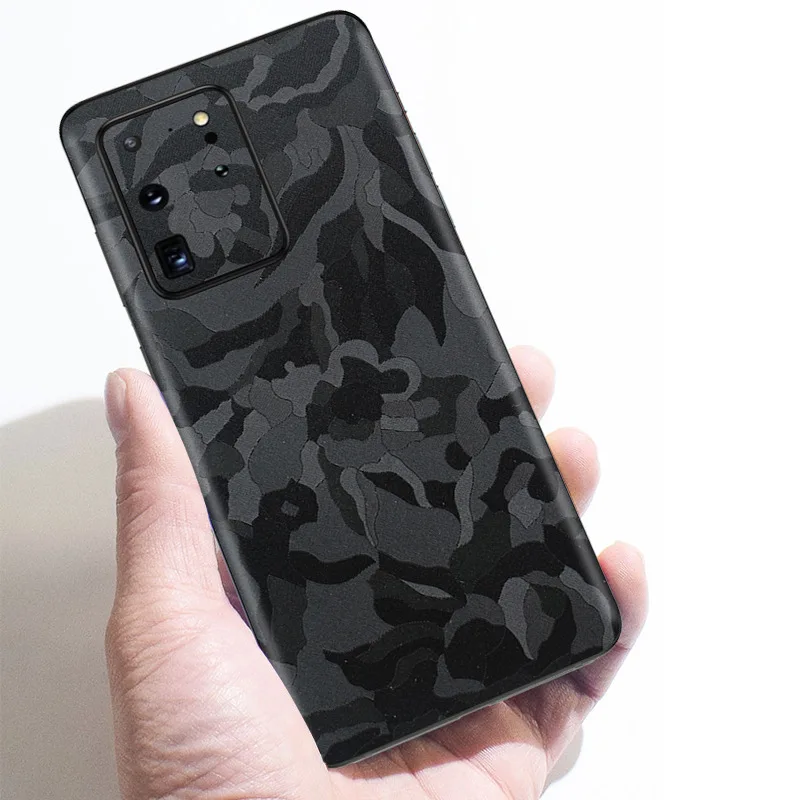 Preto 3D Camuflagem Decalque Pele para Samsung Galaxy S21 Ultra S20 FE Nota 20 Casos Filme Protetor Ultra Fino Adesivos para S21 Plus