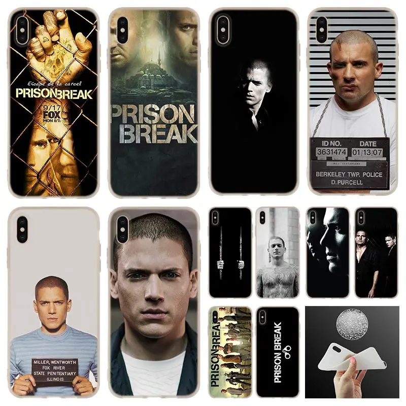 Para o iphone 11Pro Prison break Macio da Tampa da caixa do Silicone Para o iPhone 12 11 Pro 7 8 Plus XR XS Max 5 de 5 anos SE 6 6s Ise Mini