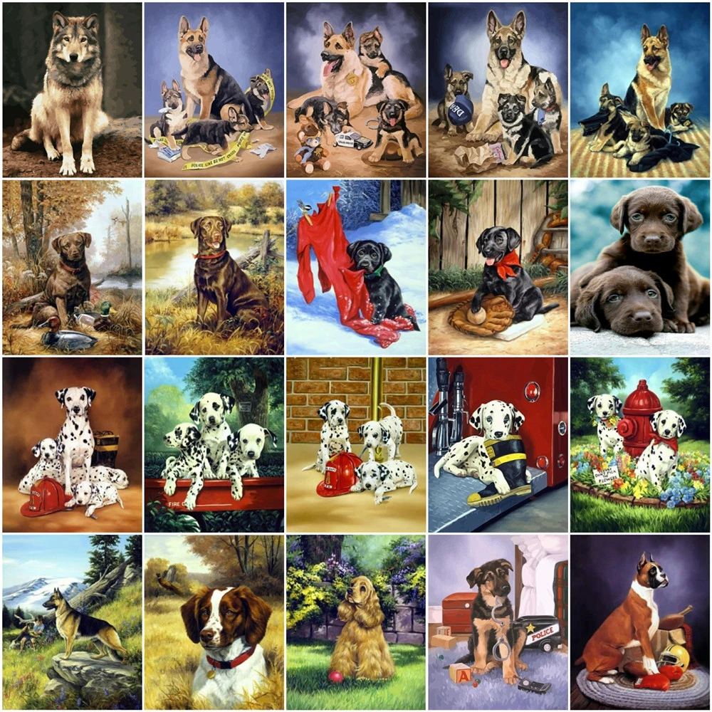 HUACAN Pintura Pelo Número de Cão de Desenho Na Tela e Fotos Pelo Número de Animais Acrílico Kits de Decoração para Casa