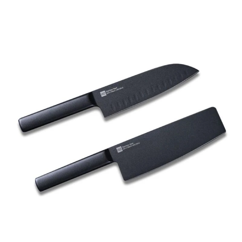 Youpin Original Huohou preto fresco cozinha e não-pegajoso faca de 2 peças de aço inoxidável cortador de conjunto