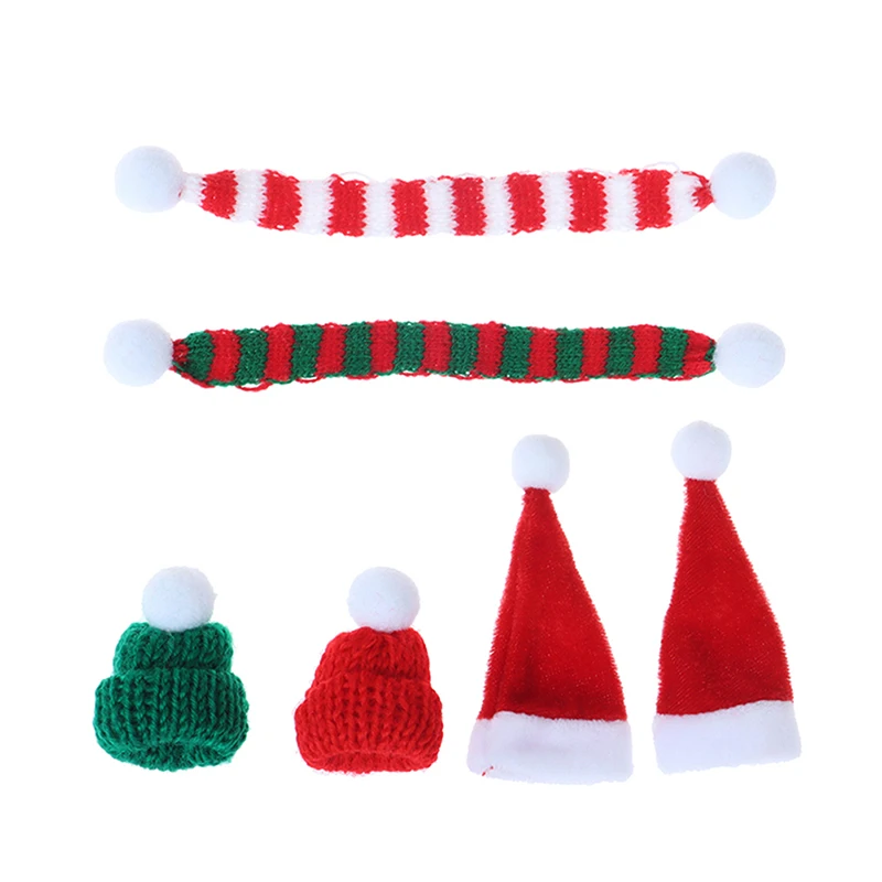 Criativo e Elegante de Natal Mini Cachecol e Chapéu de Decoração Roupas de Boneca Acessório Plantas de Ornamentação para Festa Festa de Natal