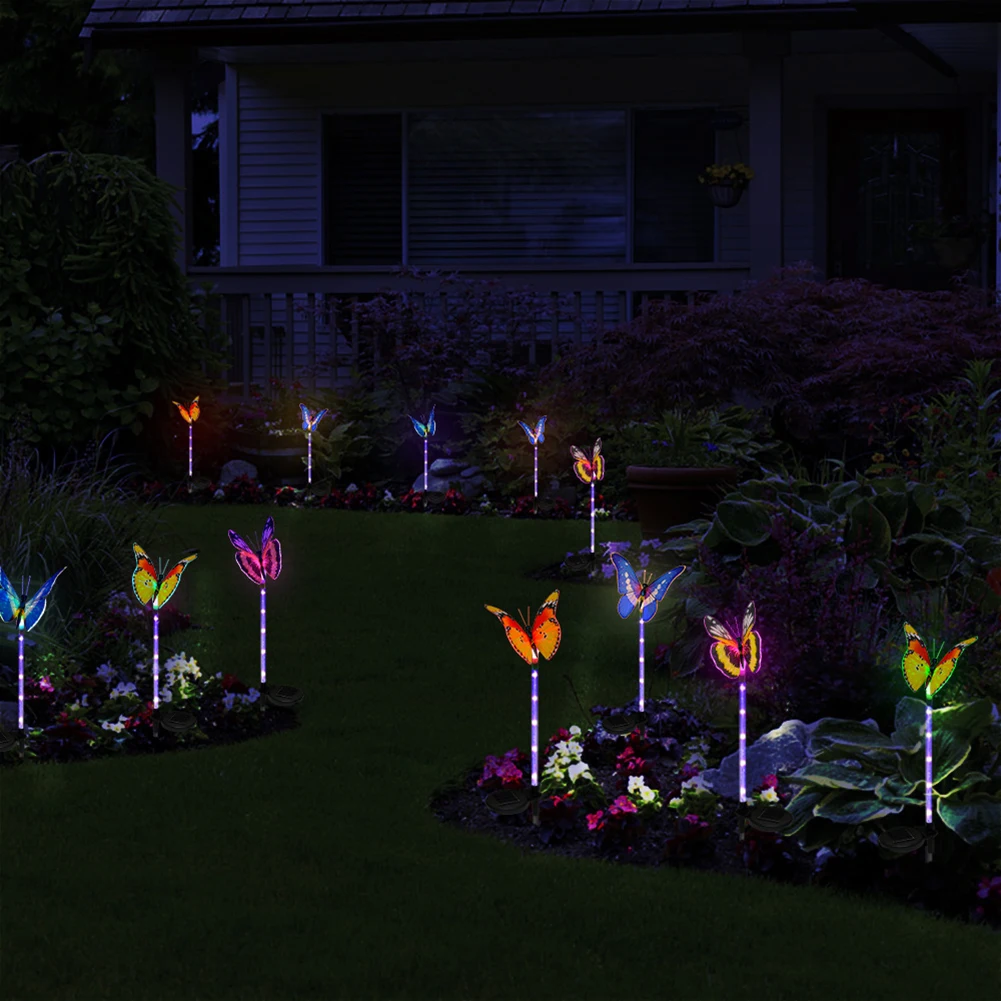 3pcs LED Luzes Solares da Borboleta 7 Mudança de Cor Impermeável Jardim Quintal da Lâmpada Exterior do Jardim de Férias Decoração de Luzes