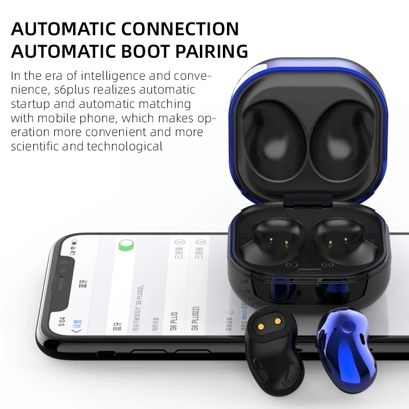 S6 Além de Fones de ouvido sem Fio Bluetooth Fones de ouvido Relógio Digital Display Fones de ouvido Para Huawei Iphone OPPO Xiaomi Música Fones de ouvido TWS