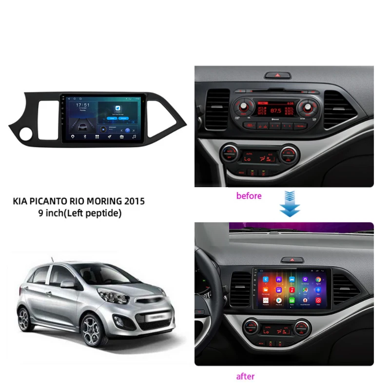 EKIY Para a Manhã de KIA Picanto Movimentação da Mão Esquerda 2011-Android 10.0 auto-Rádio Multimédia GPS WIFI Carplay Estéreo Auto 6G 128G 9