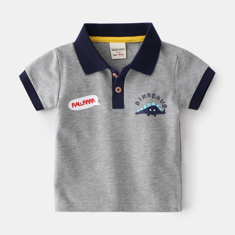 Dinossauro Polo De Meninos Camiseta De Algodão De Criança Tops Qualidade De Verão Crianças Tee Camisa De Moda Roupas De Crianças