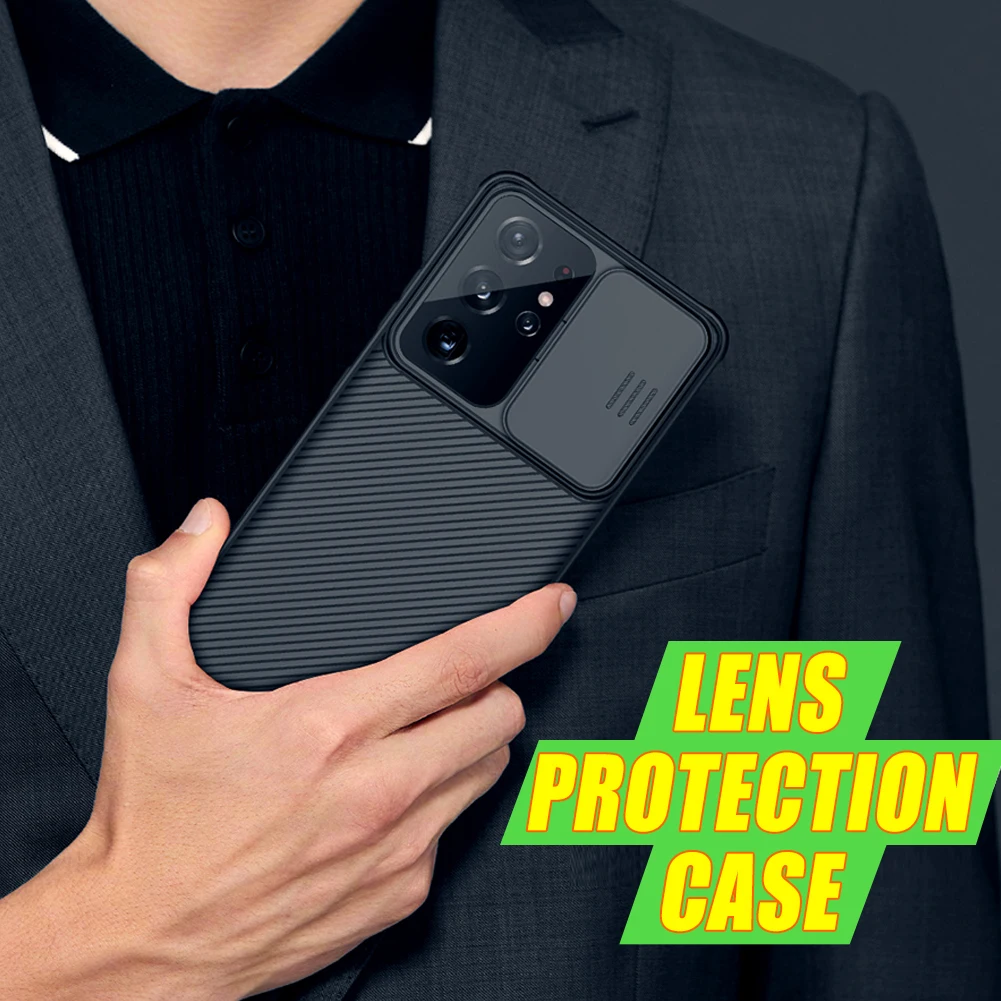Para Samsung Galaxy S21 Ultra S21 Plus de Proteção da Lente da Caso NILLKIN CamShield Caso de apresentação de Câmara de Proteção da Tampa Traseira do Telefone de Casos