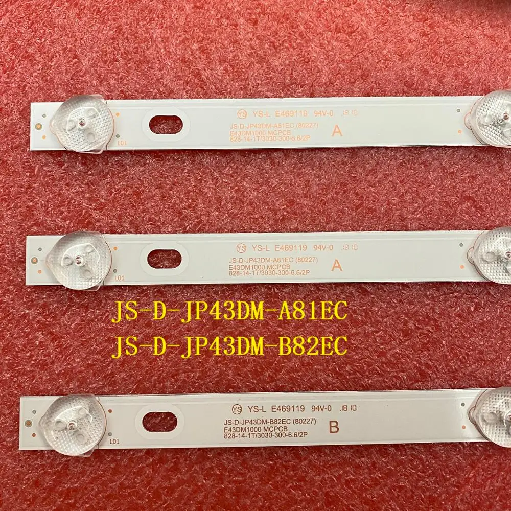 5set=15pcs 828MM 8LED(6v) luz de fundo LED strip para JS-D-JP43DM-A81EC JS-D-JP43DM-B82EC (80227) E43DM1000 MCPCB