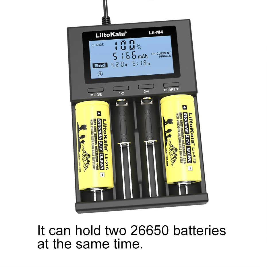 Liitokala M4 18650 bateria do carregador o carregador usb EM 26650 21700 AAA 18350 14500 teste de lítio portátil de carga da bateria nitecore