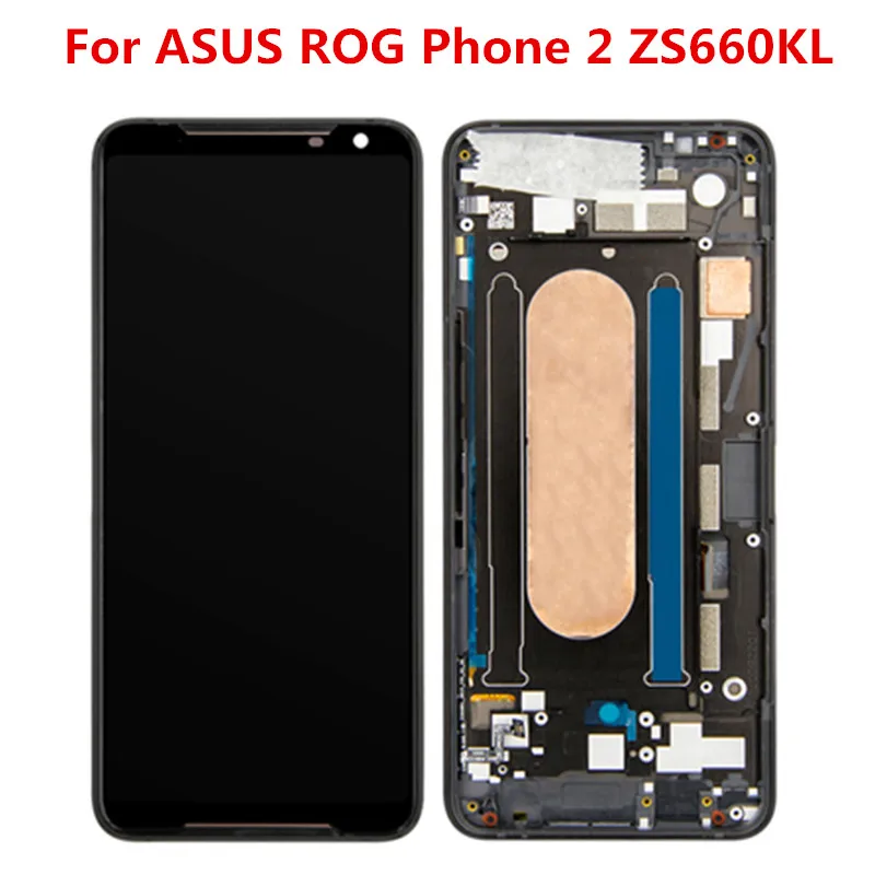 Original Para ASUS ROG Telefone 2 Phone2 Phoneⅱ ZS660KL Display LCD Com Moldura+Digitador da Tela de Toque Substituição do conjunto Vidro