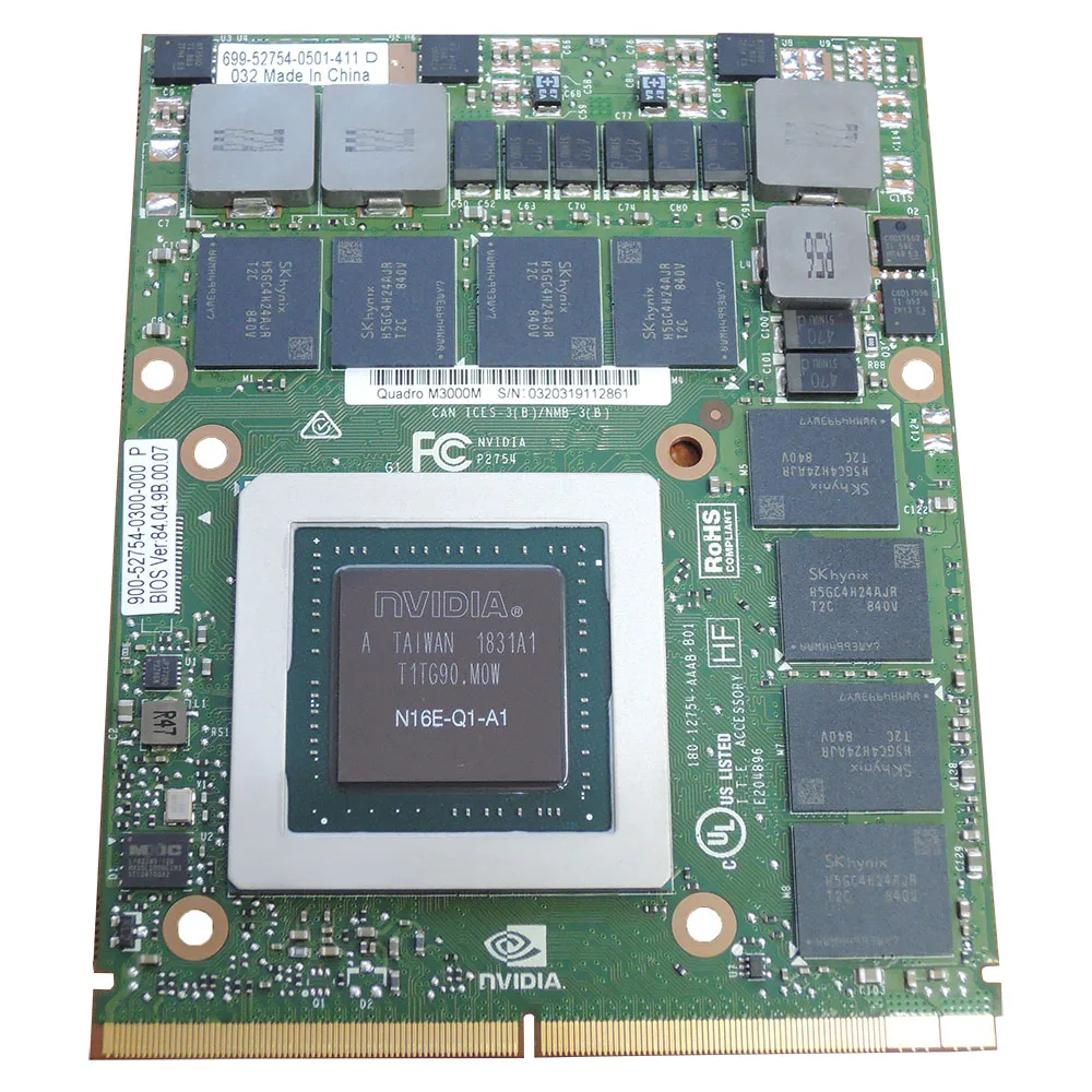 Novo Quadro M3000m 4GB de memória GDDR5 Placa Gráfica de Vídeo Para HP zBook 17 de G3 Para Dell Precision 7710 7720 N16E-P1-A1