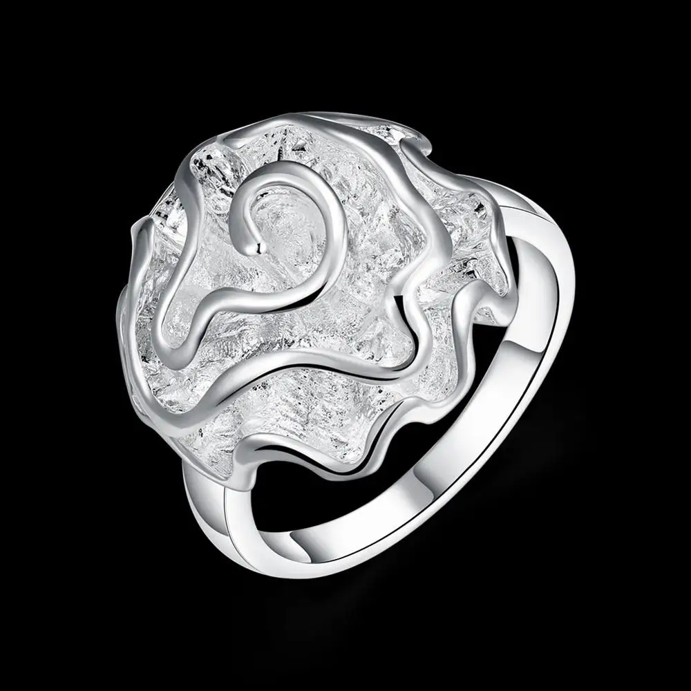 Forma de flor anéis Atacado banhado a prata anéis para as mulheres, festa de casamento, moda jóias de Alta qualidade anelli donna