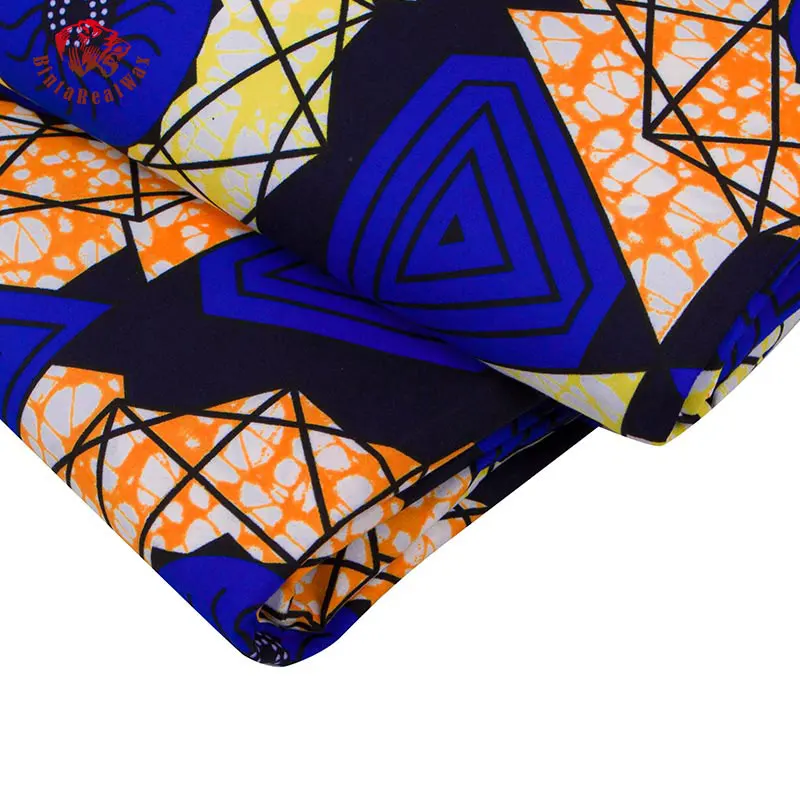 6 Jardas/monte Tecido Africano Fundo Azul Ancara Poliéster Farbic Para a Costura de Cera de Tecido de Impressão de pelo Estaleiro Designer FP6407