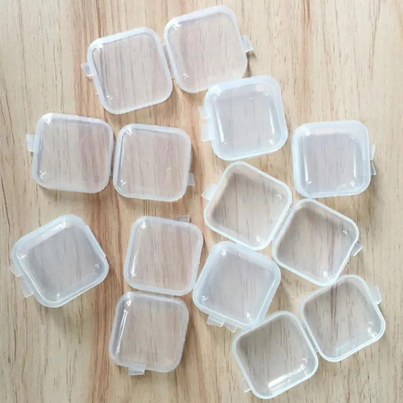 10Pcs de transporte Portátil Transparente Flip Caixa de Jóias de Plástico Quadrado de Armazenamento de Caixas de Pílula Caixa de Peças de Ferramenta Caixa de Tampão Caixa do Organizador