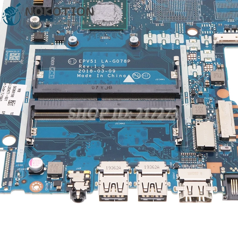 NOKOTION EPV51 LA-G078P placa-mãe Para o HP DE 15 DB 15T-DB 255 G7 Laptop placa-Mãe DDR4 CPU de Bordo