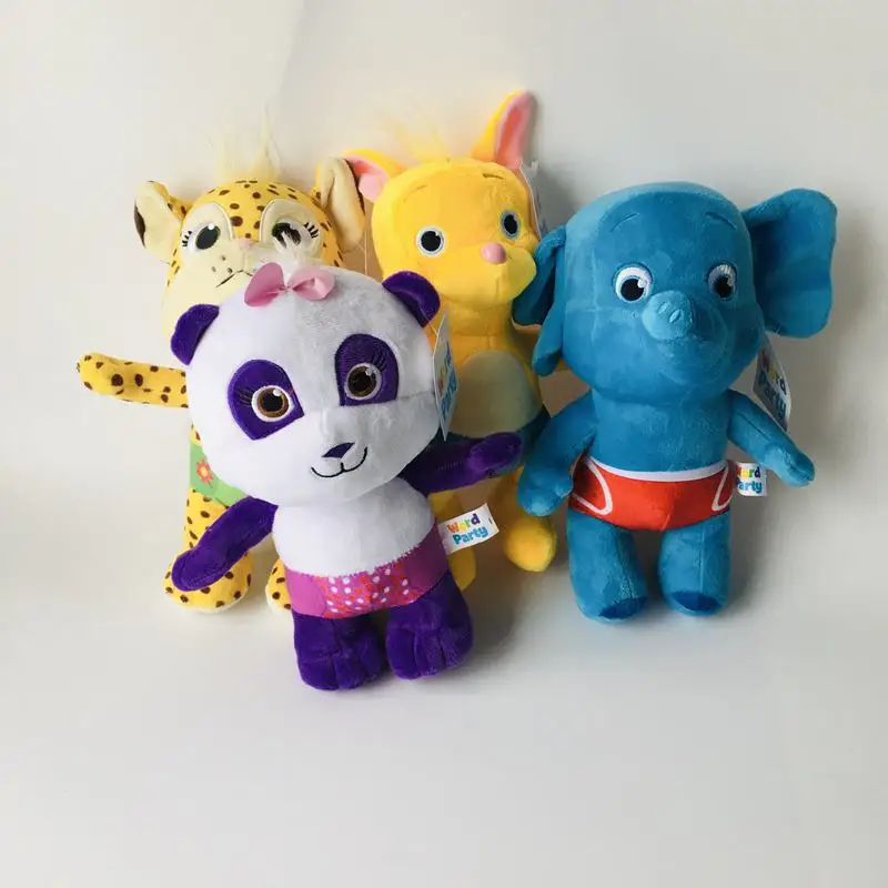 25cm Palavra Festa do Brinquedo do Luxuoso Lulu Bailey Kip Anime de Pelúcia Panda Elefante Aprendizagem bichos de Pelúcia Boneca, Brinquedos para Crianças, Presente de Aniversário