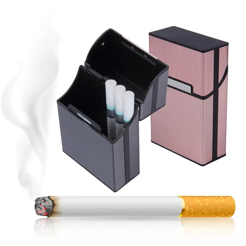 Liga De Alumínio Magro Tabaco Titular Do Bolso A Caixa De Botão Magnético De Fumar Acessórios Homens Senhora Presente Cigarro De Armazenamento ContainerCase