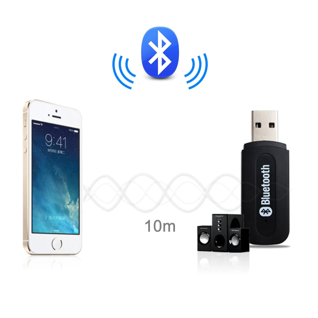 3.5 mm Jack Bluetooth USB AUX sem Fio de Áudio do Carro, Adaptador Receptor para Android/IOS Telefone para Teclado sem Fio Rádio FM alto-Falante