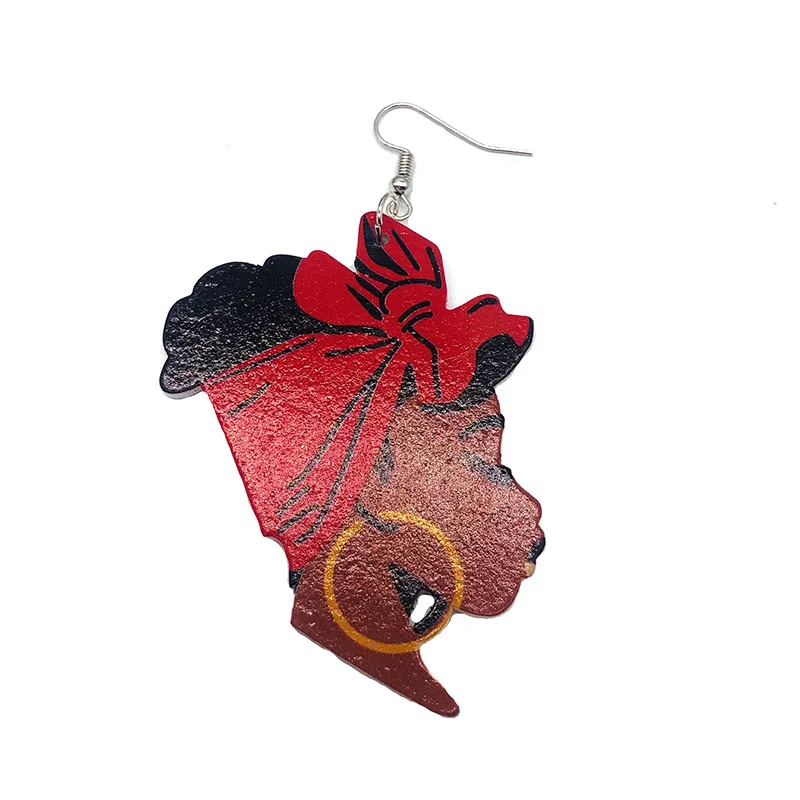 O transporte livre! Mais recentes Afro Mulher de Turbante Headwrap de Madeira Brincos podem mistura de cores
