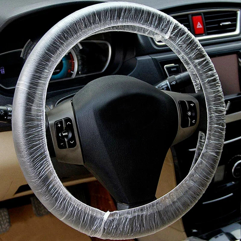 100 Pcs Carro De Plástico Descartáveis Volante Capa Protetor Universal Impermeável Caminhão Auto Protecção Interior Filme