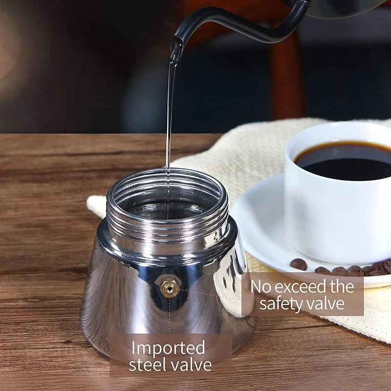 Máquina de café expresso com Aço Inoxidável, Moka Pote,Fácil de Operar e Limpeza Rápida Pote,Clássico, máquina de Café italiana