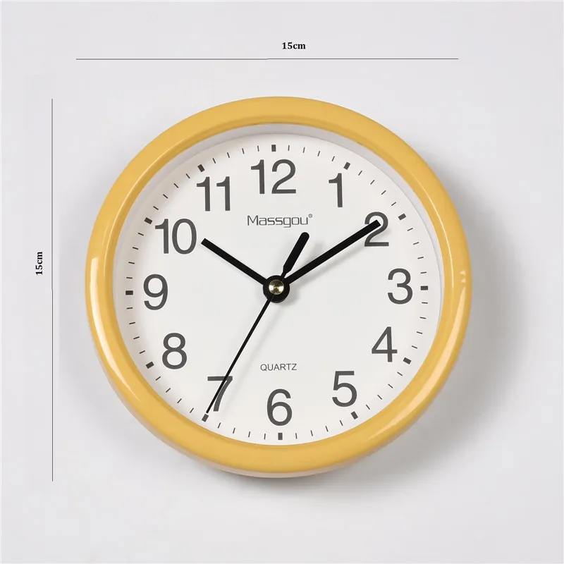 Nordic Minimalista Pequeno Relógio de Parede Branco Simples Candy Color com Borda Simples Horloge de Suspensão Assista Casa de Decoração de Quarto de Moda