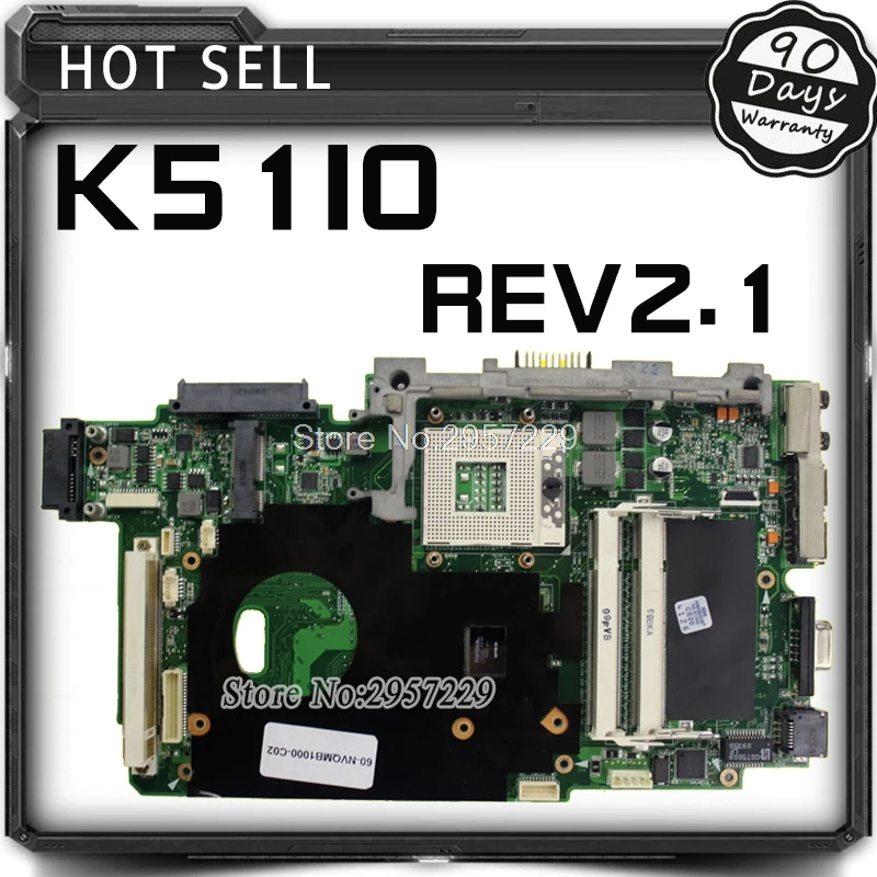 K51IO placa-Mãe REV2.1 PM45 RAM Para Asus X66IC K61IC K70IO laptop placa-Mãe K51IO placa-mãe K51IO placa-Mãe teste de OK