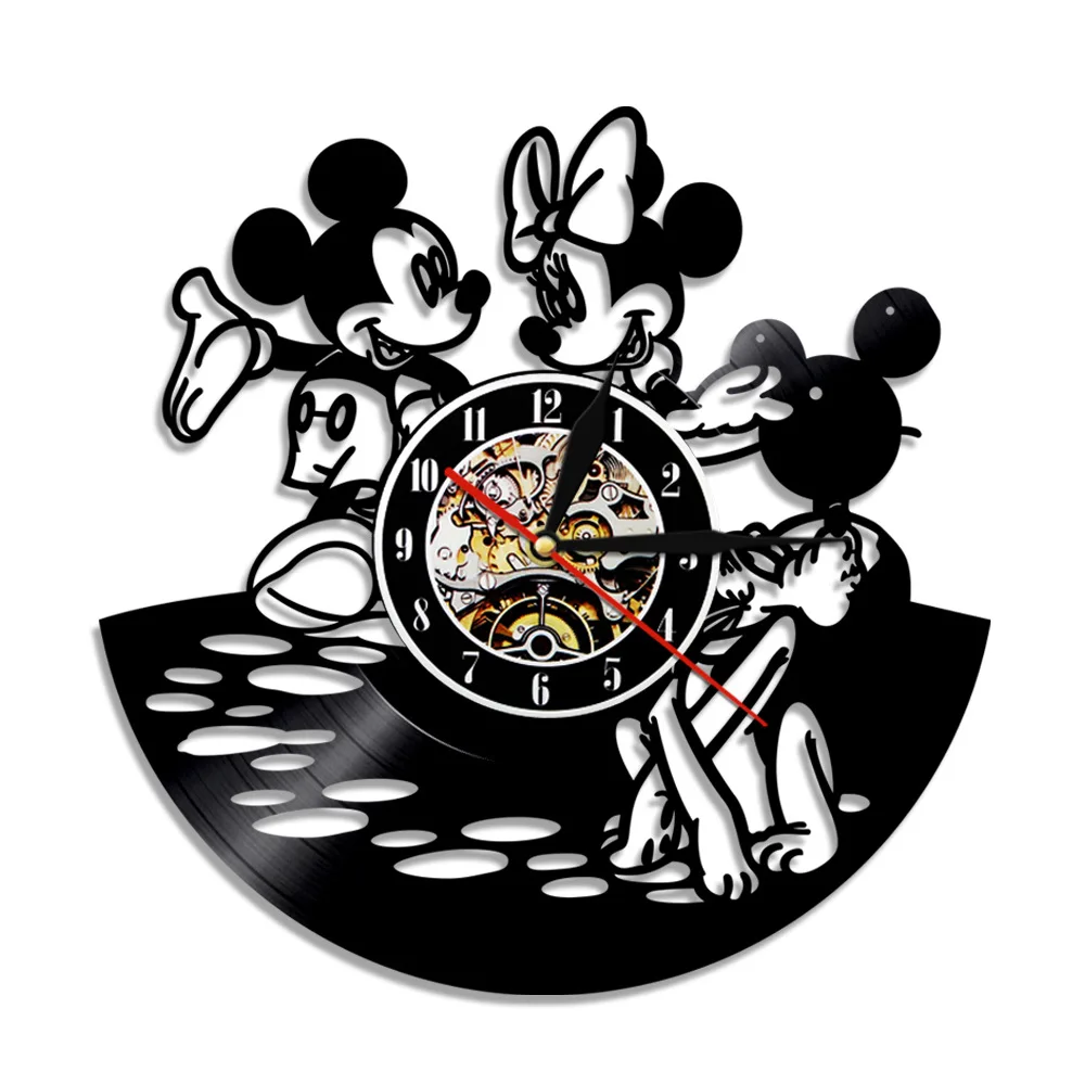 Disney Criativa Novo Disco De Vinil Relógio De Parede Do Mickey Mouse Da Série A Vida Em Casa A Decoração Home Relógio De Parede
