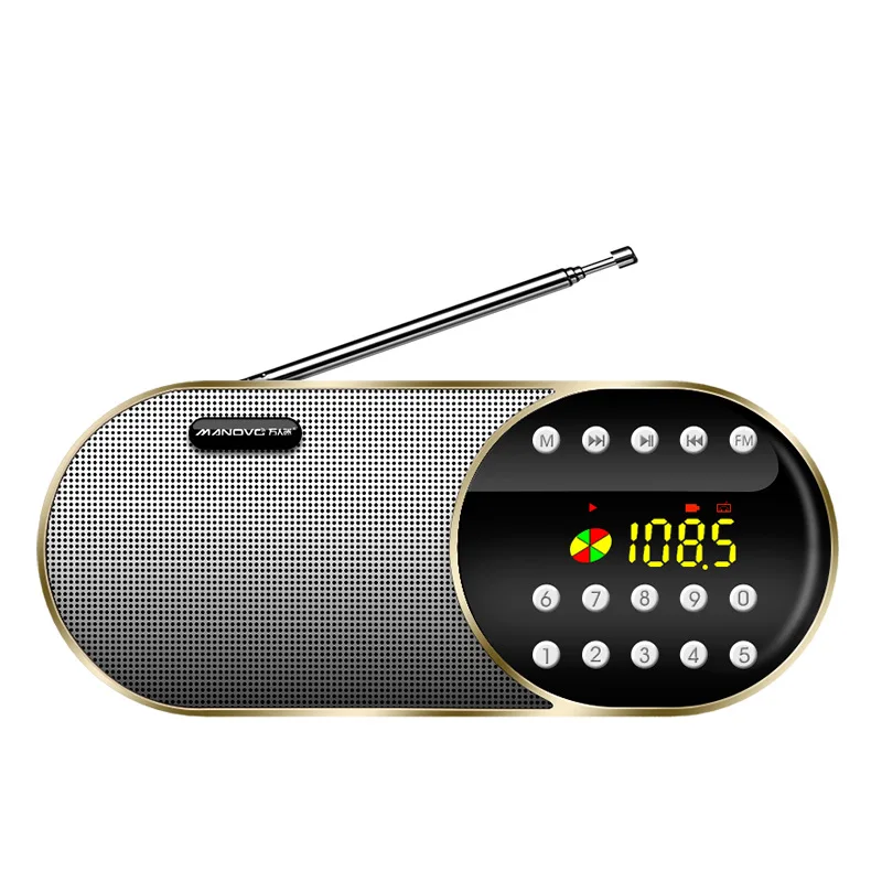Bluetooth portátil com Rádio FM Digital de alto-Falante sem Fio de 1500 mAh Lanterna LED Estéreo Tela de Rádio Número de Suporte de Pesquisa