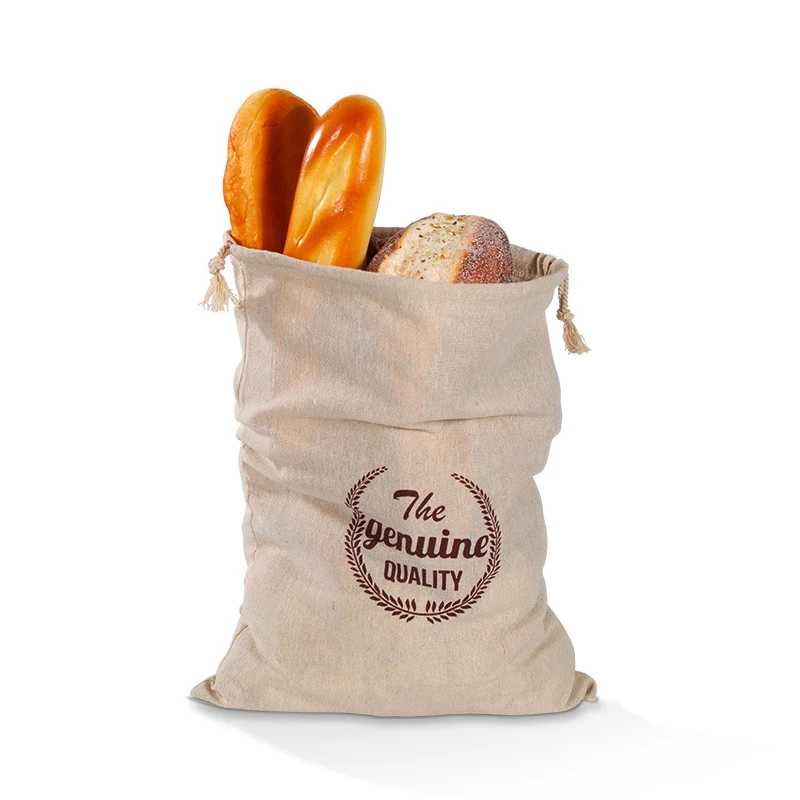 4 pcs/conjunto de Roupa de saco de Pão Extra Large Naturais Crus Pão de Sacos Reutilizáveis Cordão Saco para o Pão de Padeiro F2