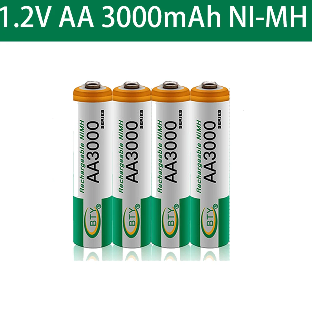 AA 3000 1,2 V Quanlity Bateria Recarregável AA 3000mAh NI-MH 1,2 V Recarregável 2A Bateria 3000+frete Grátis