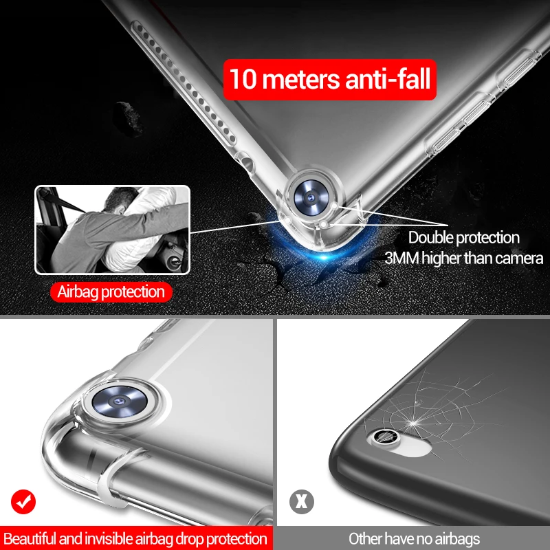 À prova de choque do silicone para o Huawei MatePad Pro 10.4 10.8 BAH3-W09/AL00 SCMR-W09 transparente de borracha tampa traseira amortecedor flexível