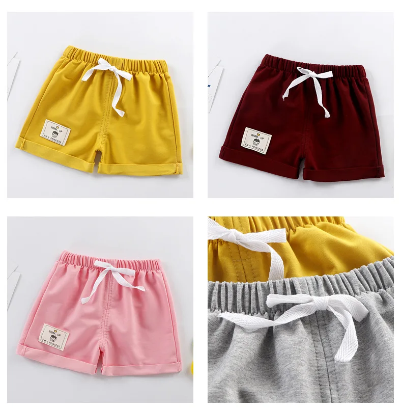 Crianças Shorts Para as Meninas com Roupas Casuais da Criança do Bebê do Verão Calças Candy Color Praia Kids Curto Calças Esportivas de Algodão 2021