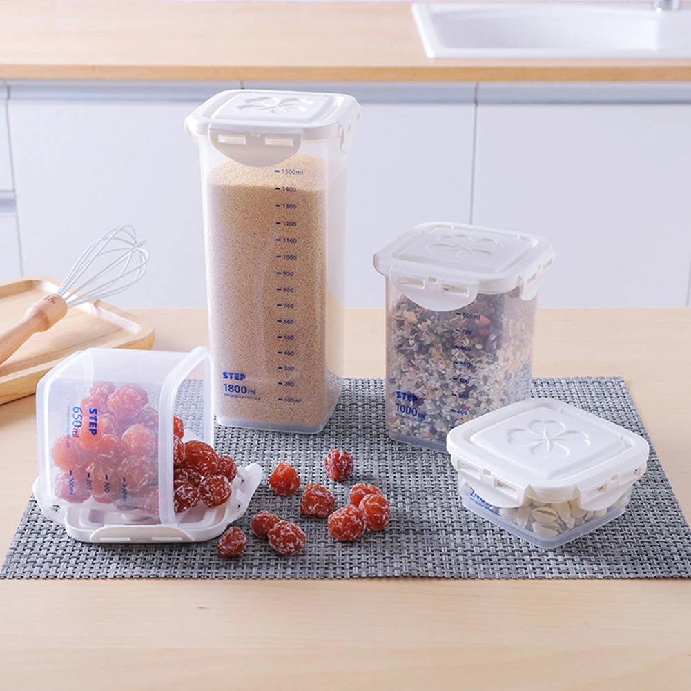 Armazenamento de grãos caixa Multi-Escala Cilíndrica Cozinha Selado Pode Grãos Inteiros de Armazenamento em Plástico à Prova de Umidade Tank Claro Organizadores