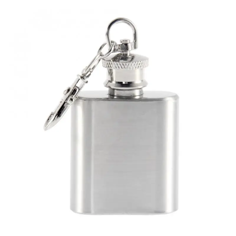 O bolso Mini 1oz Portátil de Aço Inoxidável do Hip Flask Com Chaveiro Álcool Uísque e Licor de Vinho, Copos de Frasco Pote