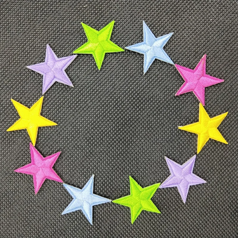 10pcs/lot Pequena Estrela Bonito Adesivo de Ferro em Costurar, em Verde Amarelo Rosa Vermelho Roxo Azul Diy Arte Artesanato Estrela de Roupas Patch