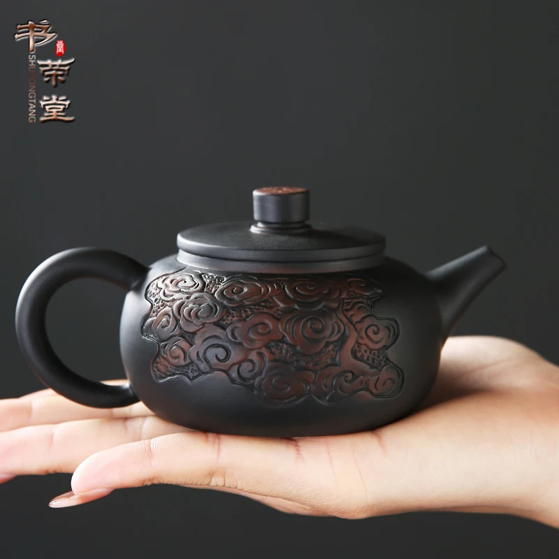 Chinês Roxo Bule de Barro Artesanais Presentes Simples Kung Fu Cerâmica Smallsamovar Bule de Luxo Agregado familiar Tetera Teaware DF50CH