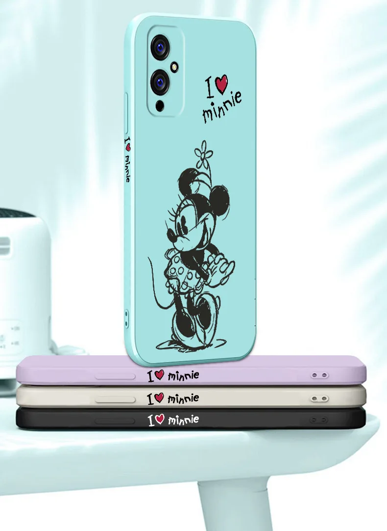 Em Silicone macio de Disney do Minnie do Mickey Caso de Telefone Para Oneplus 9 9pro 9r iPhone 8 plus 11 12 pro max x xs max xr Bonito Escudo da Tampa