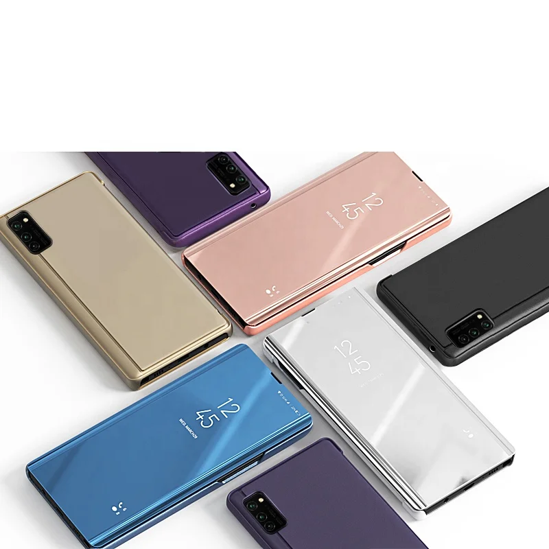 Moda Para Samsung Galaxy S20 Visão Clara Stand Flip Case Capa Espelho Inteligente Galvaniza Chapeamento Caso de Telefone de Protecção para S20