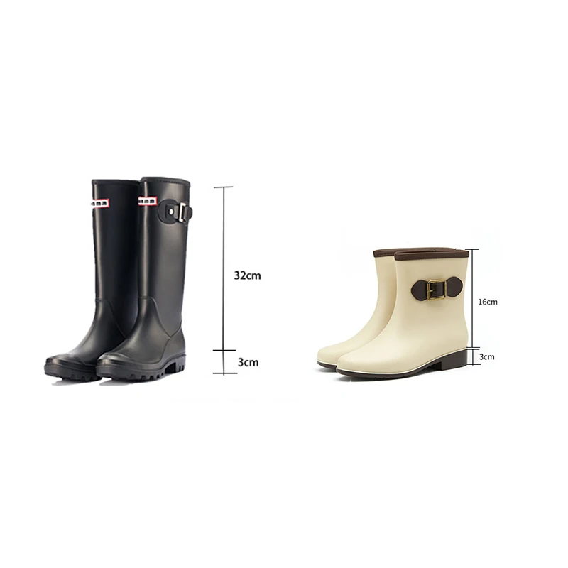 Impermeável Rainboots Feminino na altura do Joelho de Moda de Borracha Botas de Chuva Sapatos de Meninas Rainboots de Água de PVC Sapatos