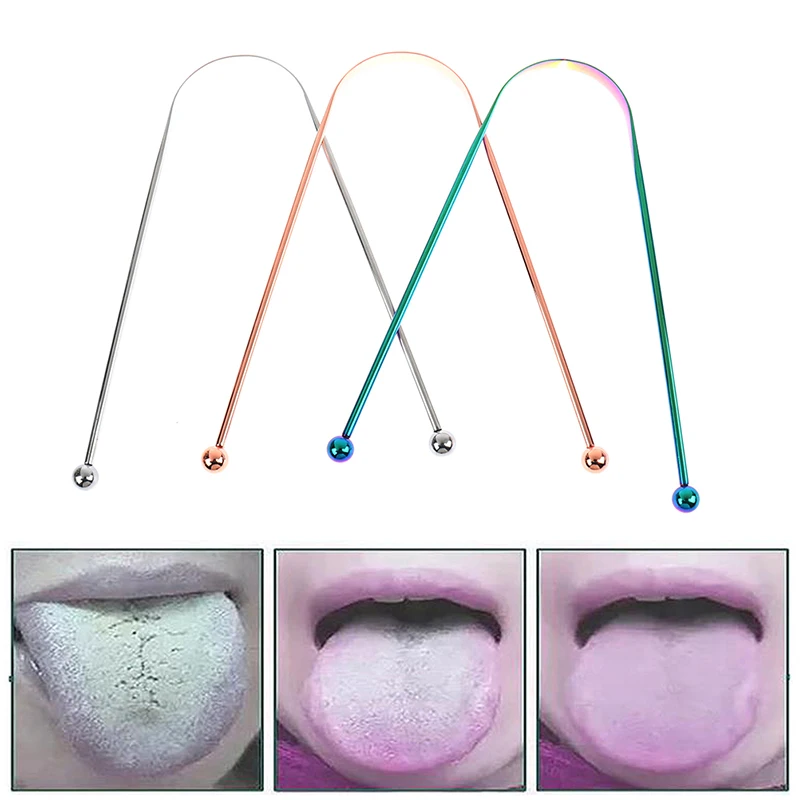 1PCS de Aço Inoxidável Raspador de Língua em Aço Inoxidável Oral Limpador de Língua Pincel Língua de Escova de dentes, a Higiene Oral