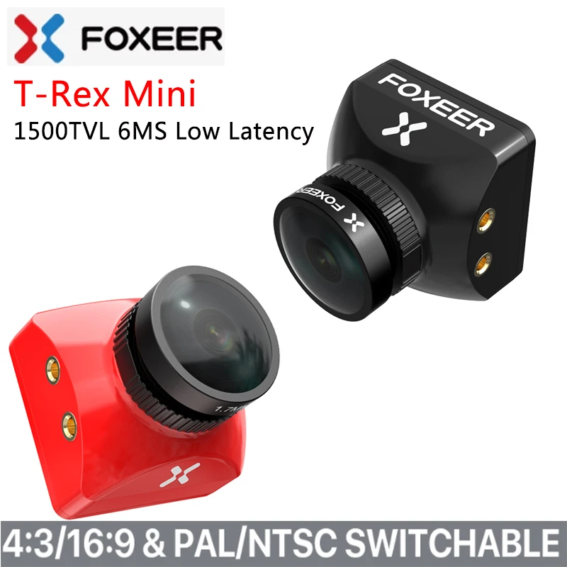 Foxeer T-Rex Mini 1500TVL 6ms Baixa Latência CMOS de 2MP 4:3/16:9 PAL/NTSC Comutável WDR Super Câmera FPV para FPV Racing Drones