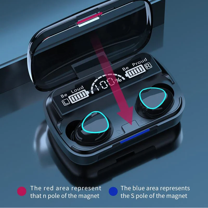 YAMIZOO M10 Bluetooth 5.1 Fones de ouvido Caixa de Carregamento sem Fio de Fone de ouvido Estéreo de Esportes Impermeável Fones de ouvido Fones de ouvido Com Microfone