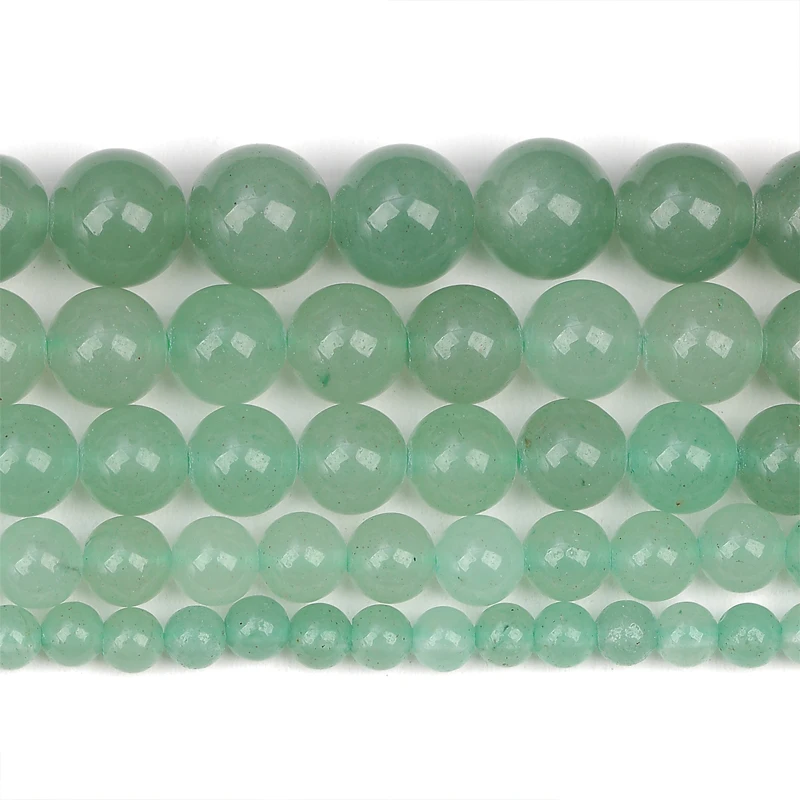 Nova Naturais Grânulos de Pedra Aventurina Verde Brilhante bolinhas Para Fazer Jóias 4/6/8/10mm Jadeite DIY Pulseiras Colar