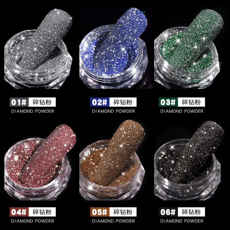 3D Diamante de Cristal de Unhas de Glitter em Pó Piscando Aurora Camaleão Brilhante DIY Salão de Unhas de Arte, Decoração Manicure Pigmentos Flocos