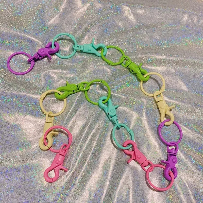 Y2K arco-íris Costurado Metal Calças Correntes para as Mulheres Candy Color Vintage Doce Harajuku anos 90, o Estilo de chaveiros Amizade Acessórios