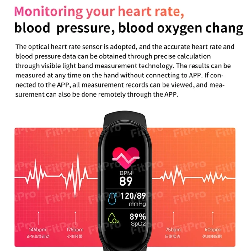 M6 Inteligente Relógio de Pulseira Impermeável de Fitness Tracker Heart Rate Monitor de Pressão Arterial de dia Completo a Atividade de controle de Suspensão de Monitoramento