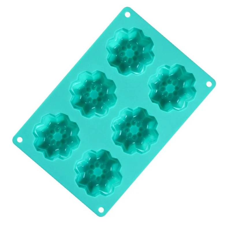 Molde do Bolo do Silicone 3D Flores 6 Cavidade Decorar Ferramentas Para Assar Bolos Bakeware Moldes