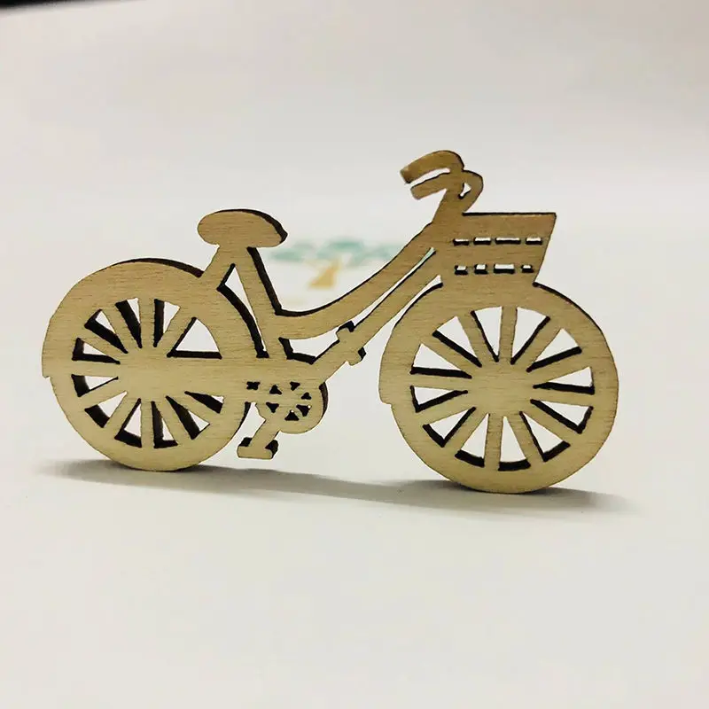 10 Pcs/Muita Madeira de Bicicleta Recorte Facetas Fatias de DIY Elaboração de Ornamento Para Casamento Noivado Tema do Festival Festa